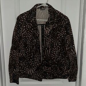 Chico's Brown Patterned Bomber Jacket